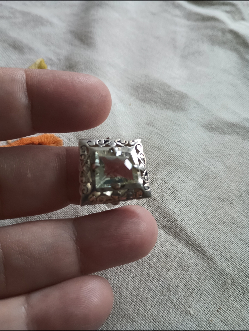 Vintage Sterling Silver 925 lRing - Clear Stone Size 7